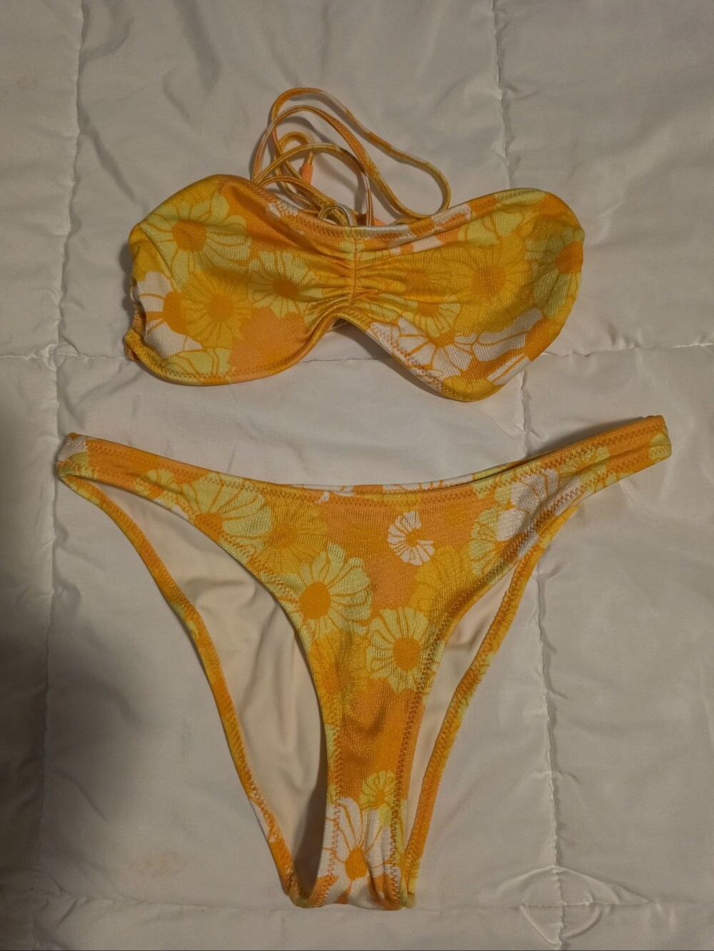 Triangl swimwear-Yellow MICA Pansy- Triangl Bikini Set-Size Small